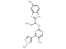 5-methyl-N-[1-(5-methyl-1H-benzimidazol-2-yl)propyl]-4-(1-methyl-1H-pyrazol-4-yl)pyrimidin-2-amine