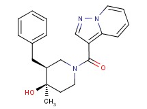 (3S*,4R*)-3-benzyl-4-methyl-1-(pyrazolo[1,5-a]pyridin-3-ylcarbonyl)-4-piperidinol