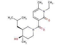 1-ethyl-3-{[(3S*,4R*)-4-hydroxy-3-isobutyl-4-methylpiperidin-1-yl]carbonyl}-6-methylpyridin-2(1H)-one