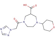 1-(tetrahydro-2H-pyran-4-yl)-4-(1H-1,2,4-triazol-1-ylacetyl)-1,4-diazepane-6-carboxylic acid