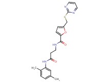 N-{3-[(2,5-dimethylphenyl)amino]-3-oxopropyl}-5-[(pyrimidin-2-ylthio)methyl]-2-furamide