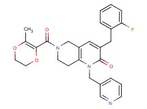 3-(2-fluorobenzyl)-6-[(3-methyl-5,6-dihydro-1,4-dioxin-2-yl)carbonyl]-1-(3-pyridinylmethyl)-5,6,7,8-tetrahydro-1,6-naphthyridin-2(1H)-one