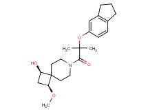 (1R*,3S*)-7-[2-(2,3-dihydro-1H-inden-5-yloxy)-2-methylpropanoyl]-3-methoxy-7-azaspiro[3.5]nonan-1-ol