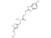 N-{[5-(methoxymethyl)-1H-pyrazol-3-yl]methyl}-N-methyl-2-[(6-methyl-1H-benzimidazol-2-yl)methoxy]acetamide