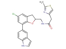 N-{[5-chloro-7-(1H-indol-5-yl)-2,3-dihydro-1-benzofuran-2-yl]methyl}-2-(2-methyl-1,3-thiazol-4-yl)acetamide