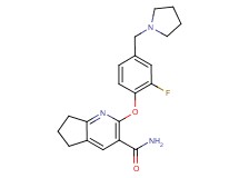 2-[2-fluoro-4-(pyrrolidin-1-ylmethyl)phenoxy]-6,7-dihydro-5H-cyclopenta[b]pyridine-3-carboxamide