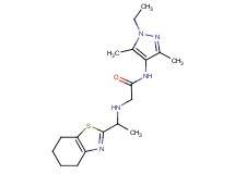 N-(1-ethyl-3,5-dimethyl-1H-pyrazol-4-yl)-2-{[1-(4,5,6,7-tetrahydro-1,3-benzothiazol-2-yl)ethyl]amino}acetamide