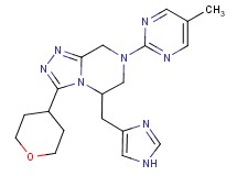 5-(1H-imidazol-4-ylmethyl)-7-(5-methylpyrimidin-2-yl)-3-(tetrahydro-2H-pyran-4-yl)-5,6,7,8-tetrahydro[1,2,4]triazolo[4,3-a]pyrazine