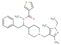 N-(1-{1-[(1-ethyl-3,5-dimethyl-1H-pyrazol-4-yl)methyl]-4-piperidinyl}-2-phenylethyl)-N-methyl-3-thiophenecarboxamide