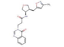 N-{(3R*,4S*)-4-[(3-methylisoxazol-5-yl)methyl]tetrahydrofuran-3-yl}-3-(4-oxoquinazolin-3(4H)-yl)propanamide