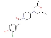 2-chloro-4-(2-{4-[(2R*,6S*)-2,6-dimethyl-4-morpholinyl]-1-piperidinyl}-2-oxoethyl)phenol