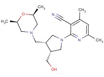2-[(3R*,4R*)-3-{[(2R*,6S*)-2,6-dimethylmorpholin-4-yl]methyl}-4-(hydroxymethyl)pyrrolidin-1-yl]-4,6-dimethylnicotinonitrile