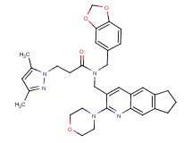 N-(1,3-benzodioxol-5-ylmethyl)-3-(3,5-dimethyl-1H-pyrazol-1-yl)-N-{[2-(4-morpholinyl)-7,8-dihydro-6H-cyclopenta[g]quinolin-3-yl]methyl}propanamide
