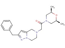 2-benzyl-5-{2-[(2R*,6S*)-2,6-dimethylmorpholin-4-yl]-2-oxoethyl}-4,5,6,7-tetrahydropyrazolo[1,5-a]pyrazine