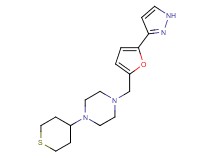 1-{[5-(1H-pyrazol-3-yl)-2-furyl]methyl}-4-(tetrahydro-2H-thiopyran-4-yl)piperazine