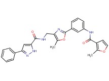 N-[(5-methyl-2-{3-[(2-methyl-3-furoyl)amino]phenyl}-1,3-oxazol-4-yl)methyl]-3-phenyl-1H-pyrazole-5-carboxamide