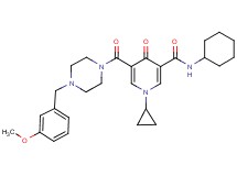 N-cyclohexyl-1-cyclopropyl-5-{[4-(3-methoxybenzyl)-1-piperazinyl]carbonyl}-4-oxo-1,4-dihydro-3-pyridinecarboxamide