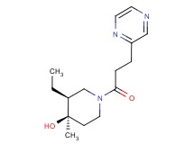(3S*,4R*)-3-ethyl-4-methyl-1-(3-pyrazin-2-ylpropanoyl)piperidin-4-ol