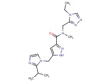 N-[(4-ethyl-4H-1,2,4-triazol-3-yl)methyl]-5-[(2-isopropyl-1H-imidazol-1-yl)methyl]-N-methyl-1H-pyrazole-3-carboxamide
