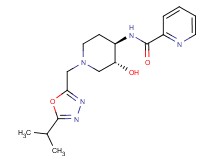 N-{(3R*,4R*)-3-hydroxy-1-[(5-isopropyl-1,3,4-oxadiazol-2-yl)methyl]piperidin-4-yl}pyridine-2-carboxamide