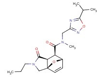 (1R*,5S*,6R*,7S*)-N-[(5-isopropyl-1,2,4-oxadiazol-3-yl)methyl]-N-methyl-4-oxo-3-propyl-10-oxa-3-azatricyclo[5.2.1.0~1,5~]dec-8-ene-6-carboxamide