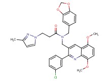 N-(1,3-benzodioxol-5-ylmethyl)-N-{[2-(3-chlorophenyl)-5,8-dimethoxy-3-quinolinyl]methyl}-3-(3-methyl-1H-pyrazol-1-yl)propanamide