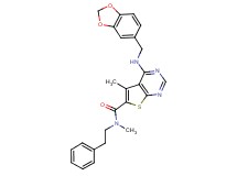 4-[(1,3-benzodioxol-5-ylmethyl)amino]-N,5-dimethyl-N-(2-phenylethyl)thieno[2,3-d]pyrimidine-6-carboxamide