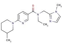 N-ethyl-N-[(1-methyl-1H-imidazol-2-yl)methyl]-6-(3-methyl-1-piperidinyl)nicotinamide