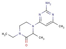 4-(2-amino-6-methyl-4-pyrimidinyl)-1-ethyl-3-methyl-2-piperazinone