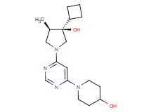 1-{6-[(3R*,4R*)-3-cyclobutyl-3-hydroxy-4-methyl-1-pyrrolidinyl]-4-pyrimidinyl}-4-piperidinol