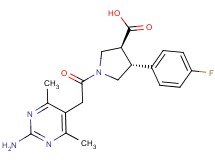 (3S*,4R*)-1-[(2-amino-4,6-dimethylpyrimidin-5-yl)acetyl]-4-(4-fluorophenyl)pyrrolidine-3-carboxylic acid