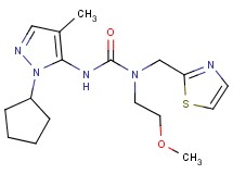 N'-(1-cyclopentyl-4-methyl-1H-pyrazol-5-yl)-N-(2-methoxyethyl)-N-(1,3-thiazol-2-ylmethyl)urea
