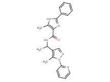 5-methyl-N-{1-[5-methyl-1-(2-pyridinyl)-1H-pyrazol-4-yl]ethyl}-2-phenyl-1H-imidazole-4-carboxamide