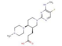 3-[(3R*,4S*)-1-[5-fluoro-4-(methylamino)pyrimidin-2-yl]-4-(4-methylpiperazin-1-yl)piperidin-3-yl]propanoic acid