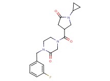 4-[(1-cyclopropyl-5-oxo-3-pyrrolidinyl)carbonyl]-1-(3-fluorobenzyl)-2-piperazinone