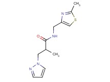 2-methyl-N-[(2-methyl-1,3-thiazol-4-yl)methyl]-3-(1H-pyrazol-1-yl)propanamide