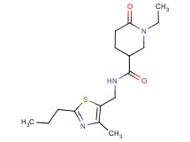 1-ethyl-N-[(4-methyl-2-propyl-1,3-thiazol-5-yl)methyl]-6-oxo-3-piperidinecarboxamide