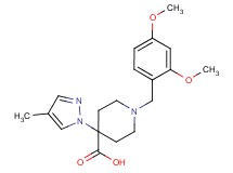 1-(2,4-dimethoxybenzyl)-4-(4-methyl-1H-pyrazol-1-yl)piperidine-4-carboxylic acid