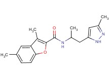 3,5-dimethyl-N-[1-methyl-2-(3-methyl-1H-pyrazol-5-yl)ethyl]-1-benzofuran-2-carboxamide