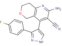 2-amino-4-[3-(4-fluorophenyl)-1H-pyrazol-4-yl]-7,8-dihydro-5H-pyrano[4,3-b]pyridine-3-carbonitrile