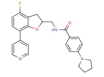 N-{[4-fluoro-7-(4-pyridinyl)-2,3-dihydro-1-benzofuran-2-yl]methyl}-4-(1-pyrrolidinyl)benzamide