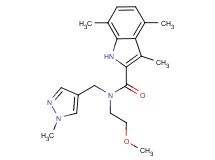 N-(2-methoxyethyl)-3,4,7-trimethyl-N-[(1-methyl-1H-pyrazol-4-yl)methyl]-1H-indole-2-carboxamide