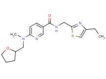N-[(4-ethyl-1,3-thiazol-2-yl)methyl]-6-[methyl(tetrahydro-2-furanylmethyl)amino]nicotinamide