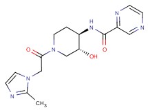N-{(3R*,4R*)-3-hydroxy-1-[(2-methyl-1H-imidazol-1-yl)acetyl]piperidin-4-yl}pyrazine-2-carboxamide