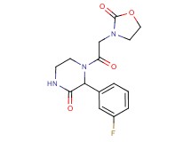 3-(3-fluorophenyl)-4-[(2-oxo-1,3-oxazolidin-3-yl)acetyl]-2-piperazinone