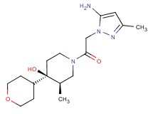 (3R*,4R*)-1-[(5-amino-3-methyl-1H-pyrazol-1-yl)acetyl]-3-methyl-4-(tetrahydro-2H-pyran-4-yl)piperidin-4-ol