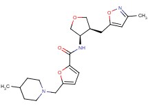 N-{(3R*,4S*)-4-[(3-methylisoxazol-5-yl)methyl]tetrahydrofuran-3-yl}-5-[(4-methylpiperidin-1-yl)methyl]-2-furamide