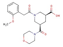 (3S*,5R*)-1-[(2-methoxyphenyl)acetyl]-5-(4-morpholinylcarbonyl)-3-piperidinecarboxylic acid
