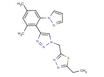 2-({4-[2,4-dimethyl-6-(1H-pyrazol-1-yl)phenyl]-1H-1,2,3-triazol-1-yl}methyl)-5-ethyl-1,3,4-thiadiazole