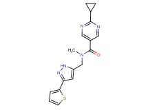 2-cyclopropyl-N-methyl-N-{[3-(2-thienyl)-1H-pyrazol-5-yl]methyl}pyrimidine-5-carboxamide